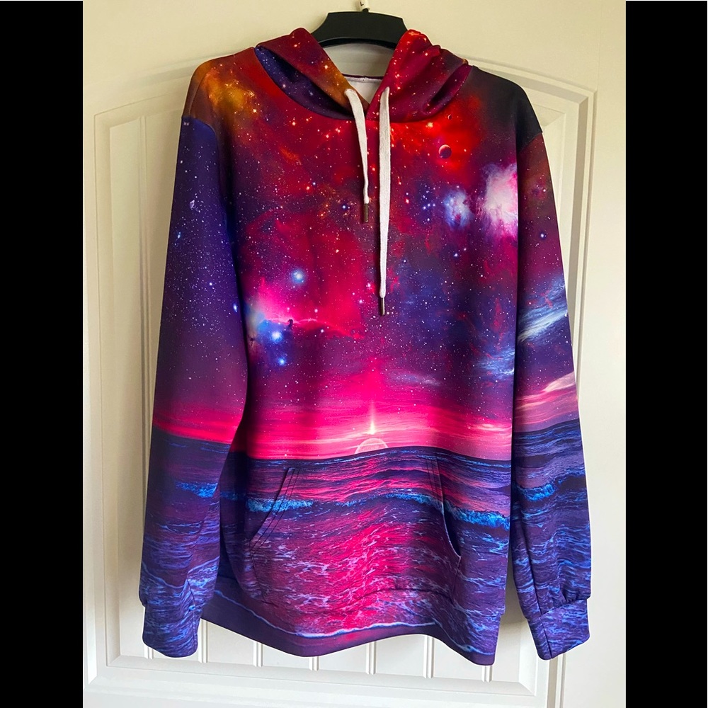 Galaxy hoodie- gently used- unisex- size Large